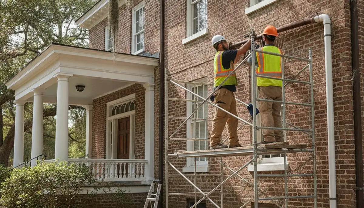 Charleston, SC emergency plumber repairing a burst pipe for a local plumbing service