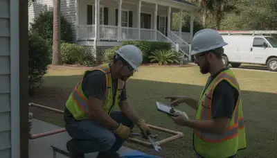 Emergency plumber repairing a pipe in Charleston, SC for fast plumbing service