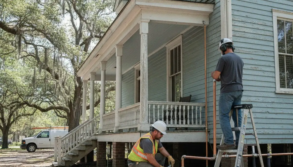 Charleston, SC emergency plumber repairing a leak for a plumbing service call