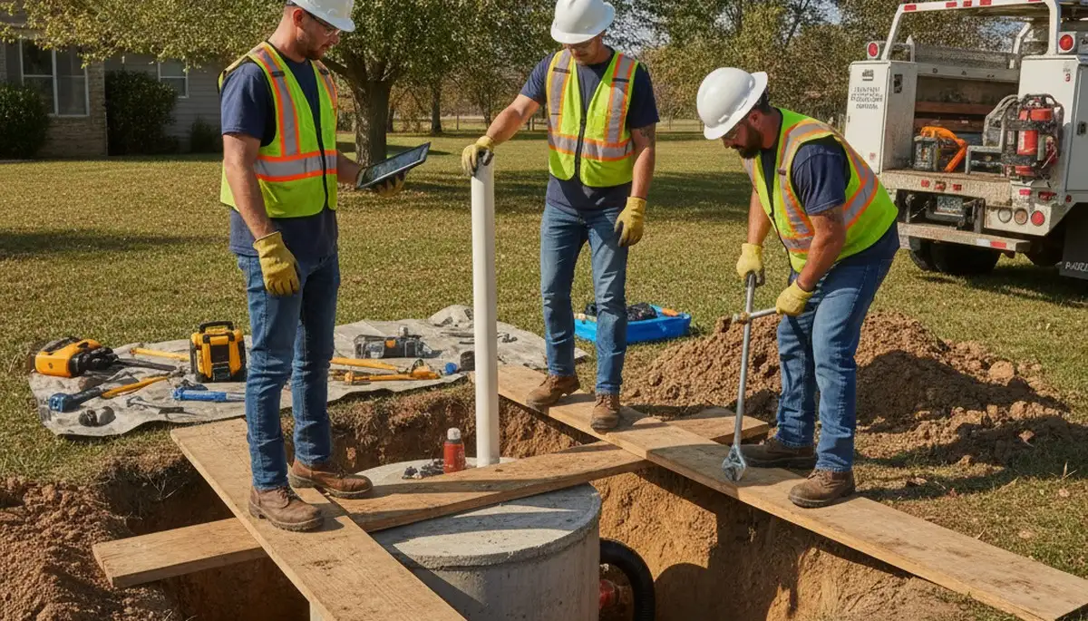 Charleston, SC plumber inspecting septic repair system for a home service call