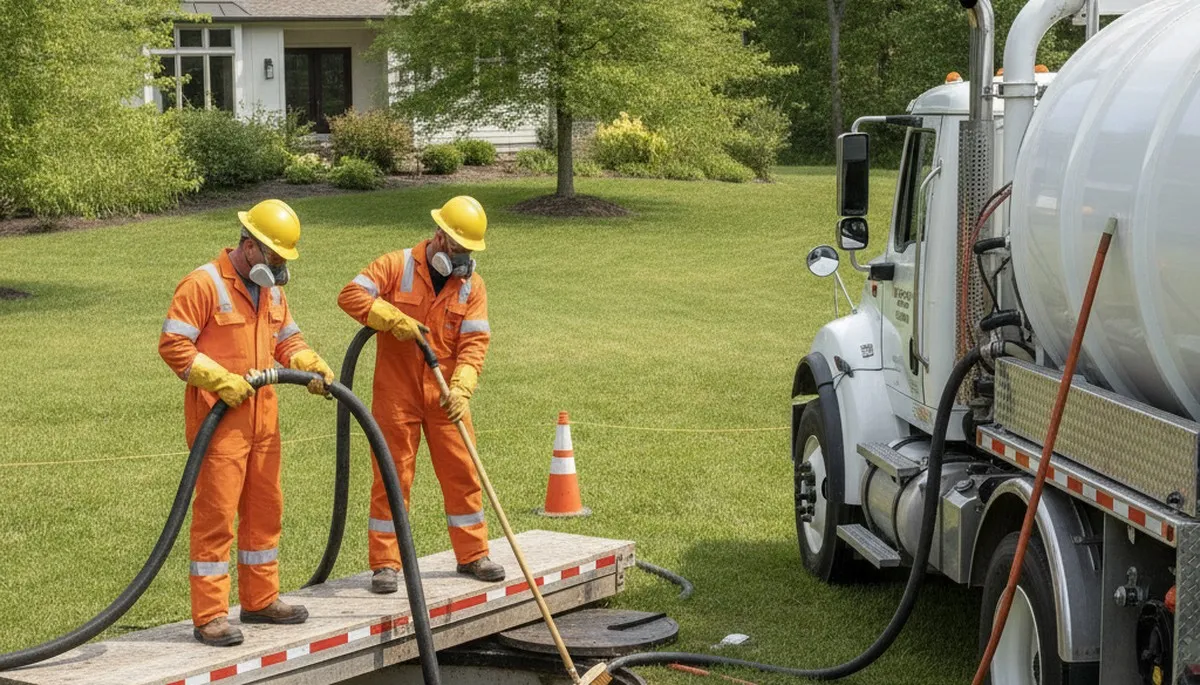 Charleston, SC plumber cleaning a septic tank for residential emergency plumbing service