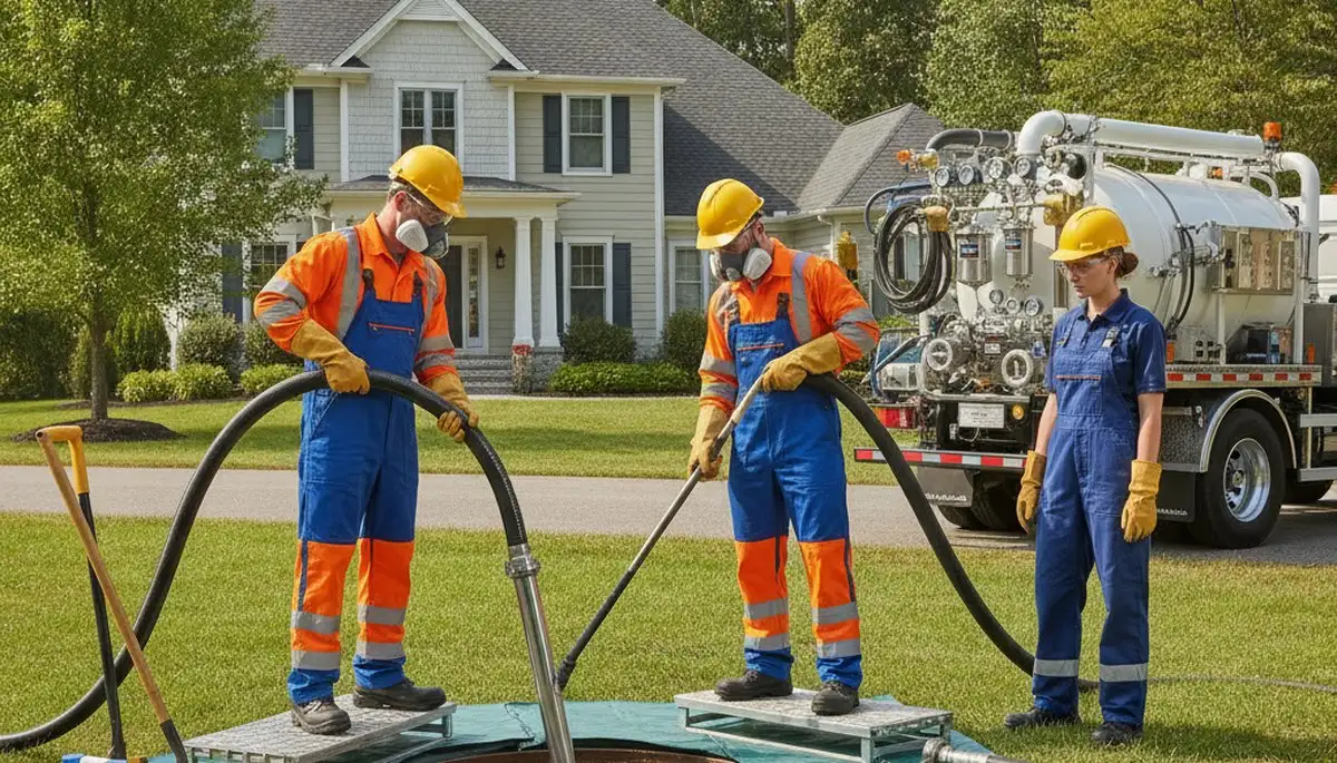 Charleston, SC plumber cleaning a septic tank for residential sewer maintenance