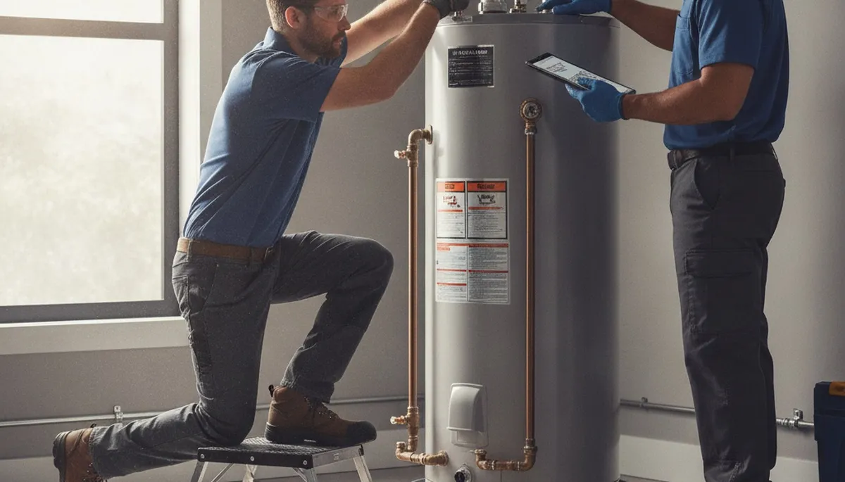 Charleston, SC plumber repairing a water heater for emergency residential service