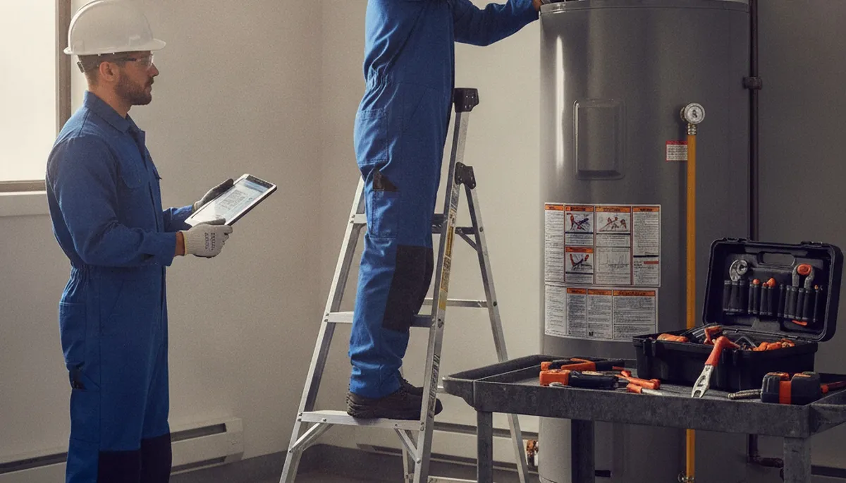 Charleston, SC plumber repairing a water heater for a residential emergency service call