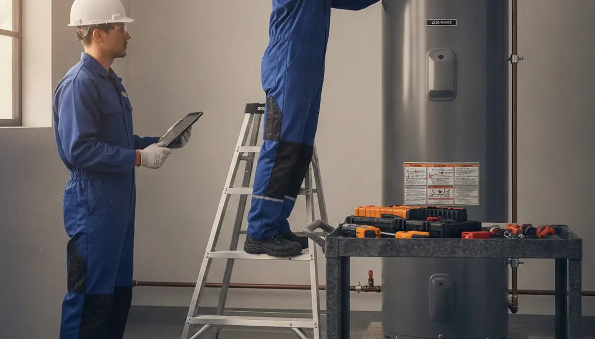 Water heater repair technician servicing a home in Charleston, SC